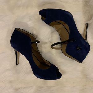 Ann Taylor Navy Suede 4-Inch Heeled Shootie